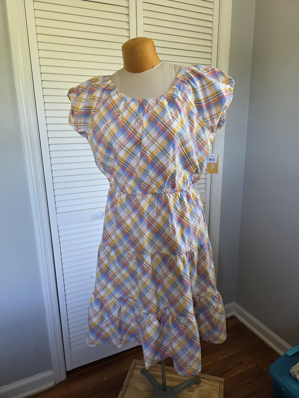 NWT Gymboree Country Trail Plaid Cotton Dress XL Adult Multicolor Tiered
